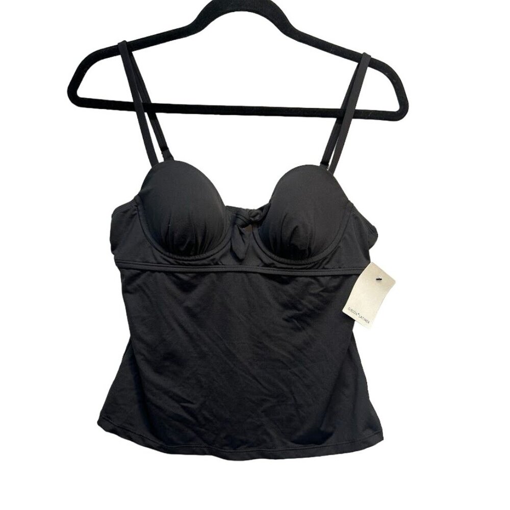 Women's NWT Gibson Latimer Spaghetti Strap Bustier Swim Top Swimsuit XS Black